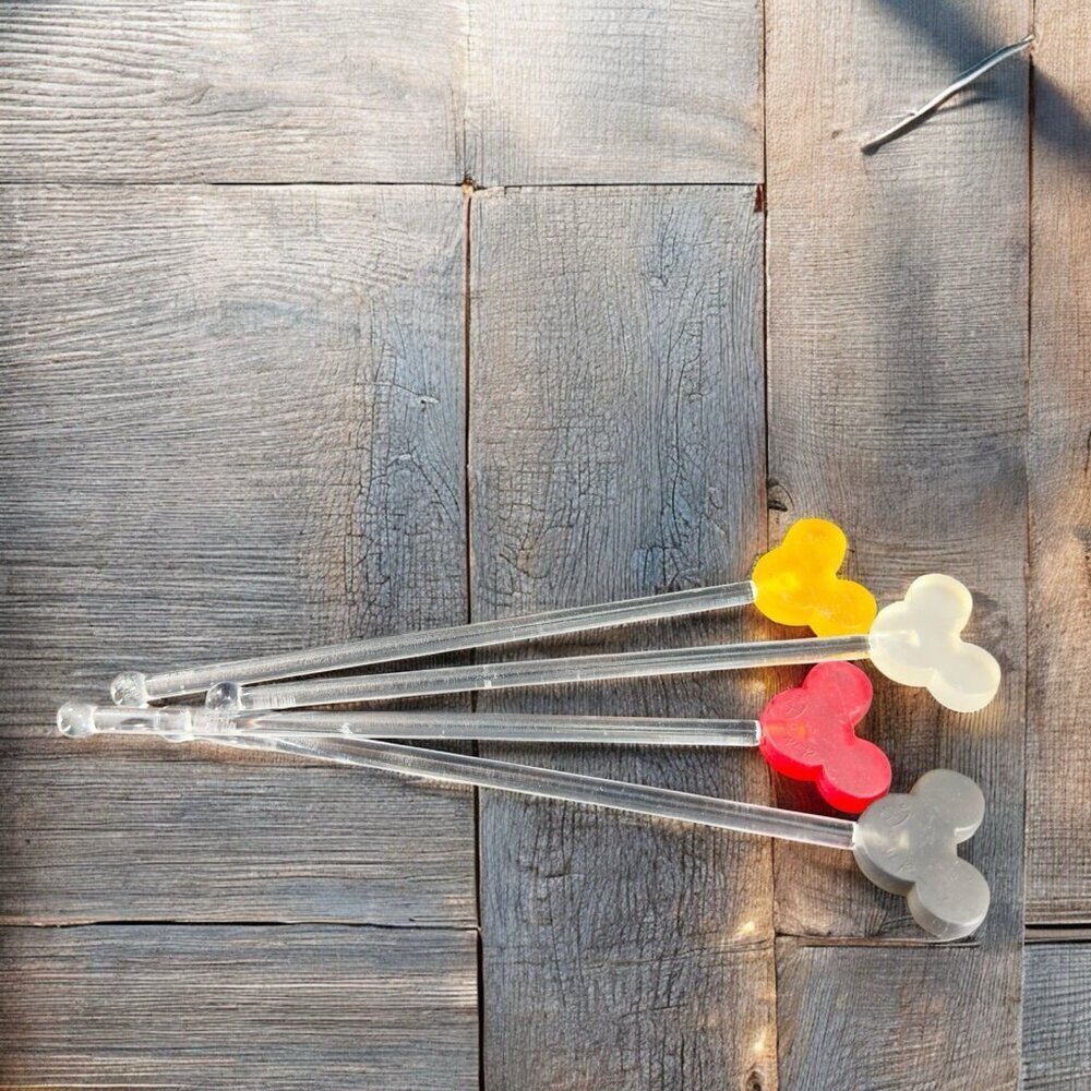 Disney Plastic Swizzle Sticks Cocktail Stir Sticks Set 4 Multicolor Marked VTG